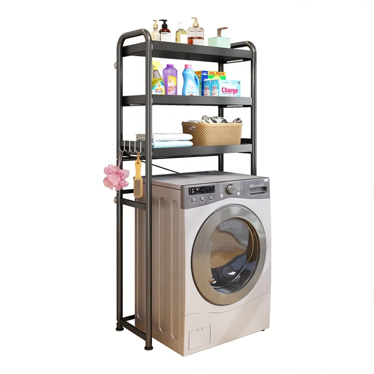 2022 New home & organization over the toilet paper rack shelf 2layer metal bathroom washing machine stacking storage organizer