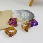 Ring 2021 New Design And High Quality Women's Purple Crystal Jade Texture Square Resin Ring