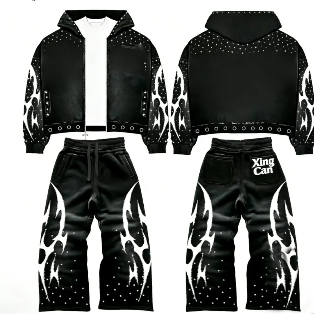 cotton suitfeaturing printingrhinestones and other crafts with further customizations-0