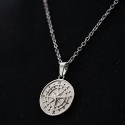 Wholesale Dropshipping Stainless Steel Gold Plated Fashion Jewelry Designer Compass Pendant Necklace For Mens