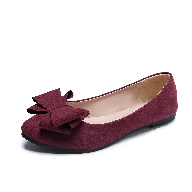 Cheap Wholesale Ladies Fashion Flat Shoes Bowknot Ballet Flats Dress Shoes Comfortable PU Leather Slip on Shoes for Women
