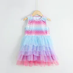 New arrival toddler girls dresses princess scale deign mesh cake skirt boutique little kids girl's fluffy dresses