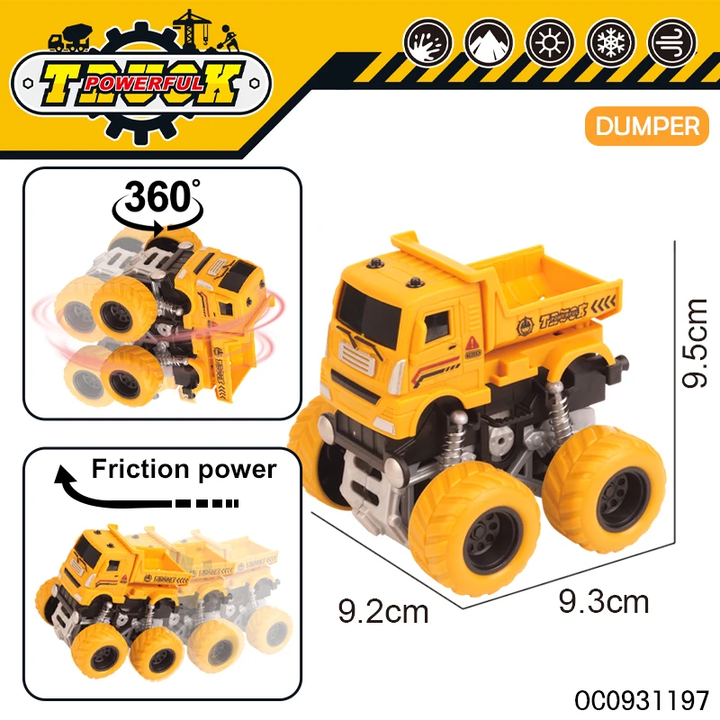 12pcs stunt car diy 360 rotating construction engineering vehicle toys for kids