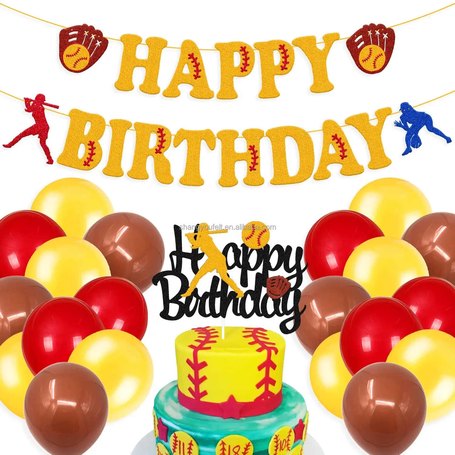 Hot Selling Happy Birthday Banner Balloon Sets With Softball Cake  Decoration - Buy Happy Birthday Banner Balloon,Party Decoration Sets, Birthday Banner Product on 