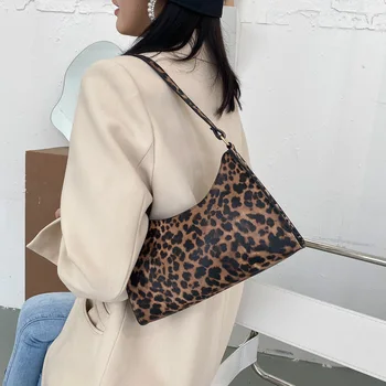Fashion PU leather Black zebra print leopard vintage soft underarm handbags ladies cow pattern shoulder bags