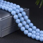 Loose Stone Beads High Quality Natural Stone Jewelry Polish Loose Round Bead Blue Angelite