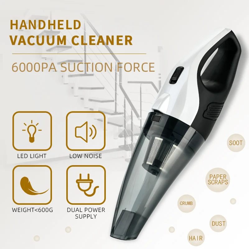 Mini Handheld Car Vaccum Cleaners Cordless Strong Power Suction Wireless and Wired Dual Use Vehicle Cleaner Cleaner Car Vacuum