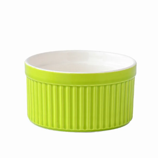 Striped Small Baking Bowl Double Skin Milk Steamed Egg Bowl Pudding Cup Oven Cutlery Baking Household Ice Cream Bowl