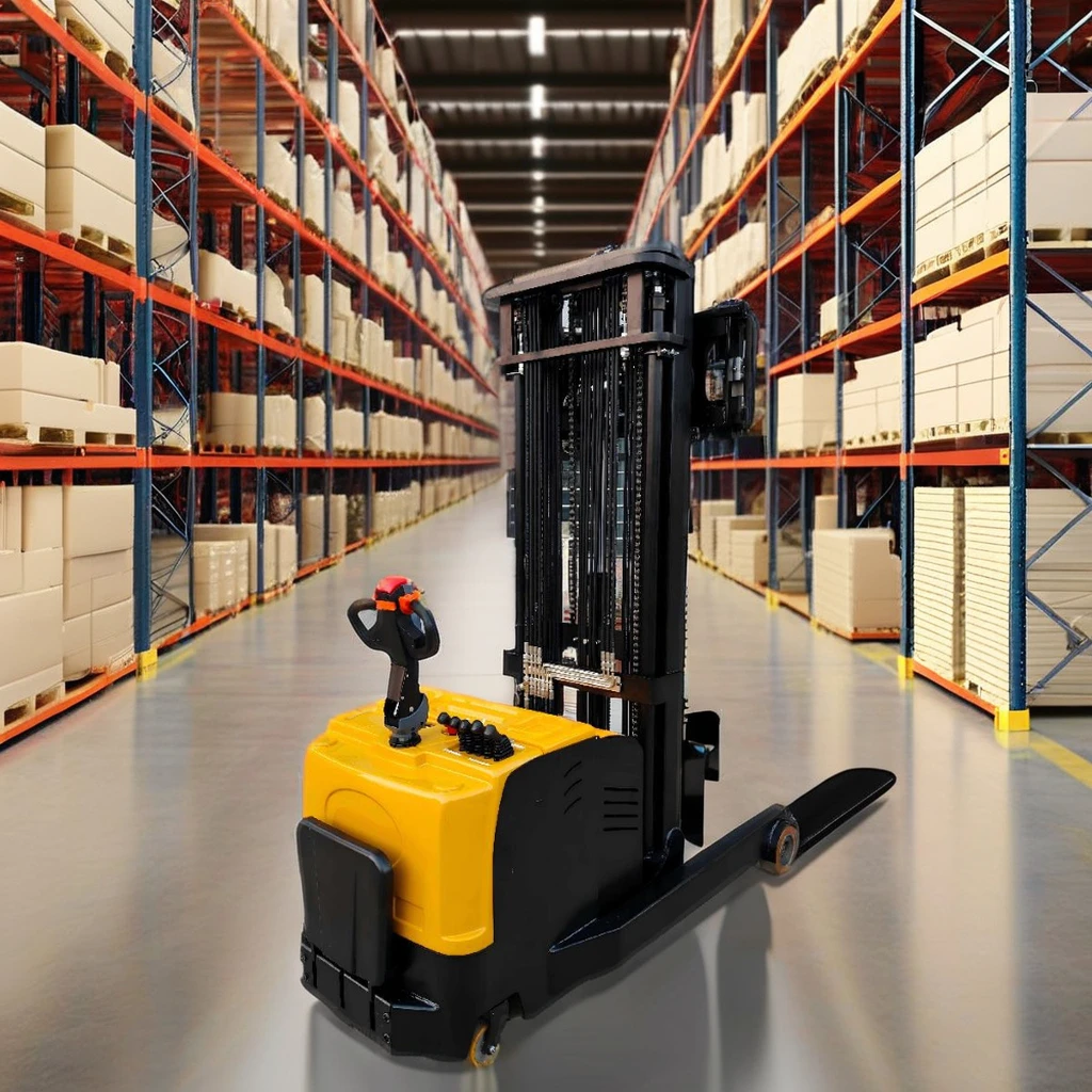 Wholesale Factory Price Hydraulic Manual Hand Stacker Forklift 2 Ton Metal Protective Mesh Manual Stacker for Warehouse Use details