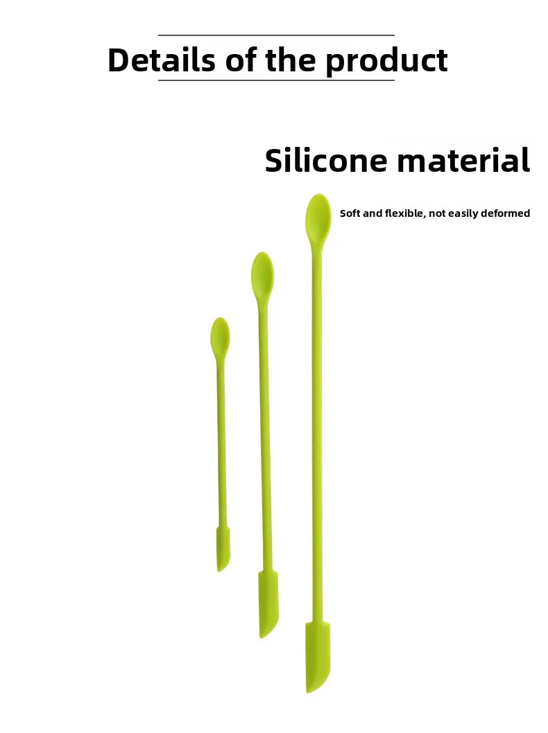 Mini Double-Headed Silicone Spatula Spoon Double-Headed Pointed Spatula for Bread Jam Cosmetic Bottle Inner Wall Pastry Tool details