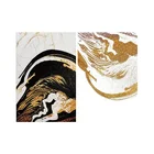 Print Canvas High Quality Black And Golden Framed Wall Art Print Digital Painting On Canvas