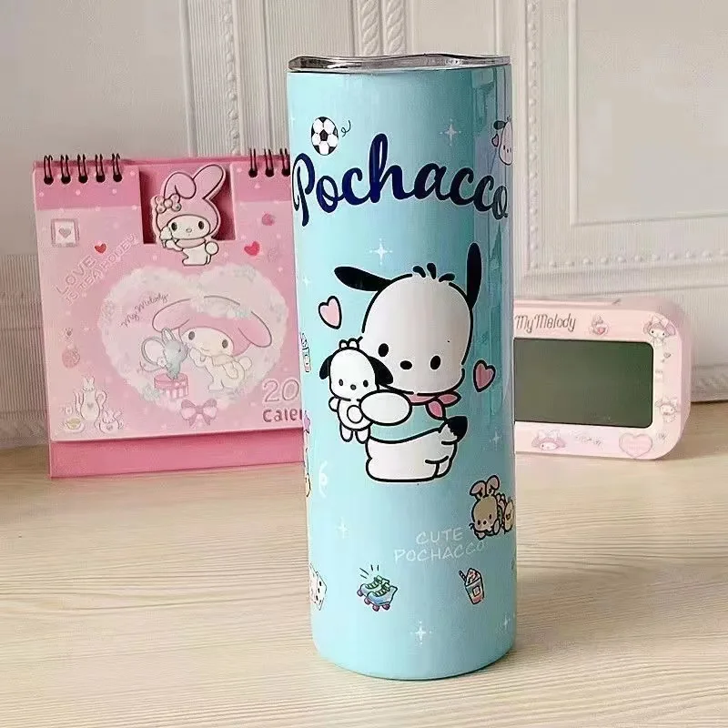 New Cartoon Cute 304 Stainless Steel Skinny Tumbler Portable Hot and Cold Insulated Cute Water Cup with Straw