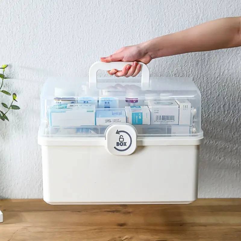 Plastic Case Bins Original Medicine Storage Box Mini  Medicine Vial Box Blue In Bedroom