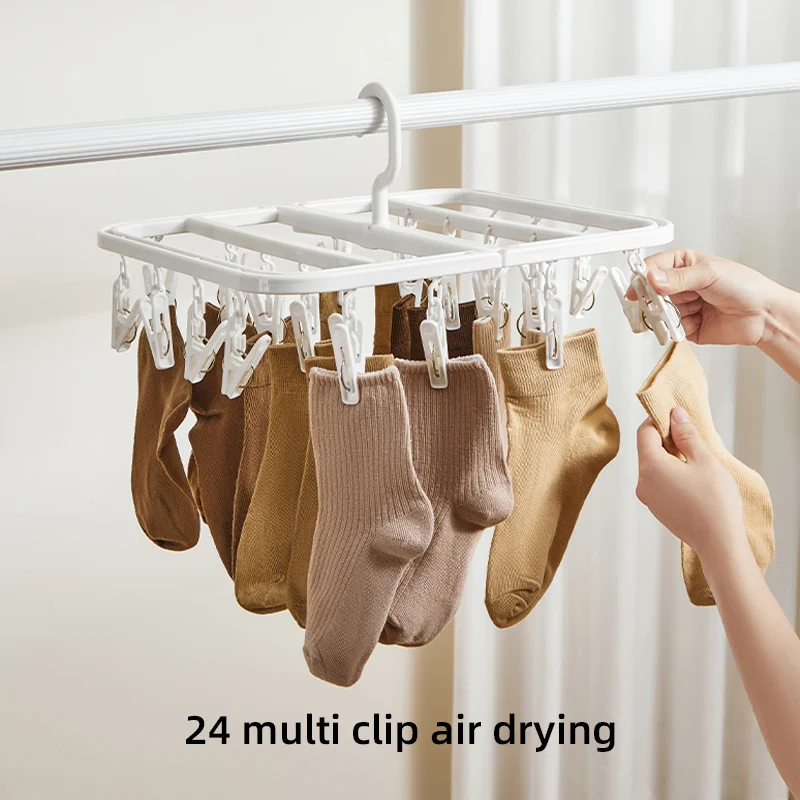 Foldable Bathroom Towel Drying Rack Shelf Cloth Socks Hook Clip Clothes & Accessories Hanging Frame Hooks & Coat Racks