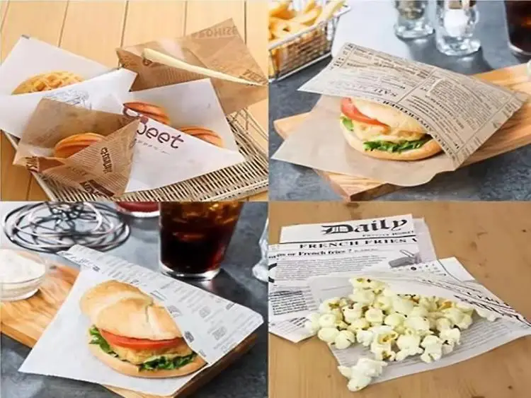 Vlastní nepromastitelné čtvercové potravinářské obalové sáčky Barevné papírové obaly na sušenky Sáček na hamburgerový croissant