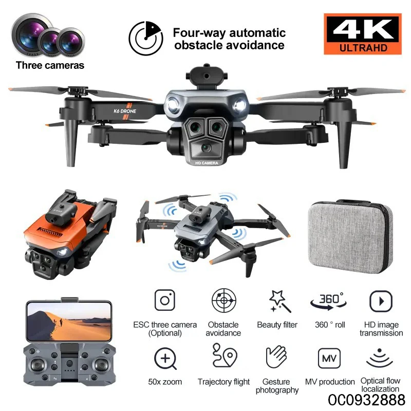 Quadcopter drone obstacles avoidance with camera 4k hd with brushless motor