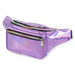Holographic Rave Gold Sliver Retro Fanny Pack For Festival Women Girls Cute Fashion Waist Bag Belt Bags
