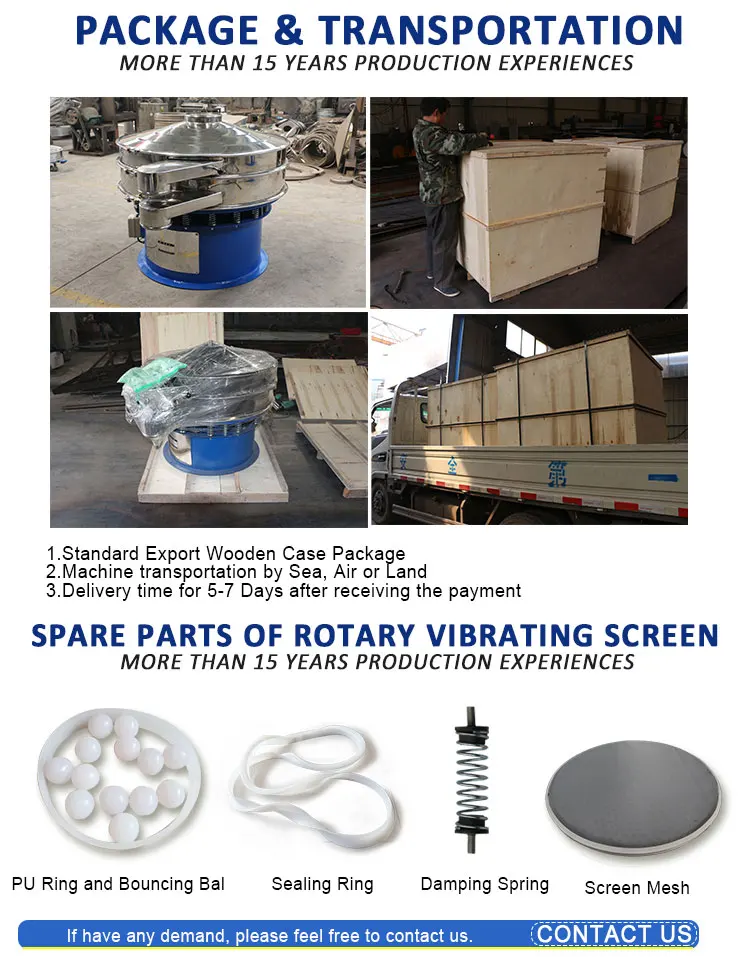 stainless steel rotary vibrating screen flour milk powder sieving machine