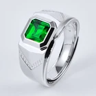 Gemstone Ring Rings Sterling Silver Jewelry Lab Grown Emerald Square Gemstone Solitaire Ring For Men