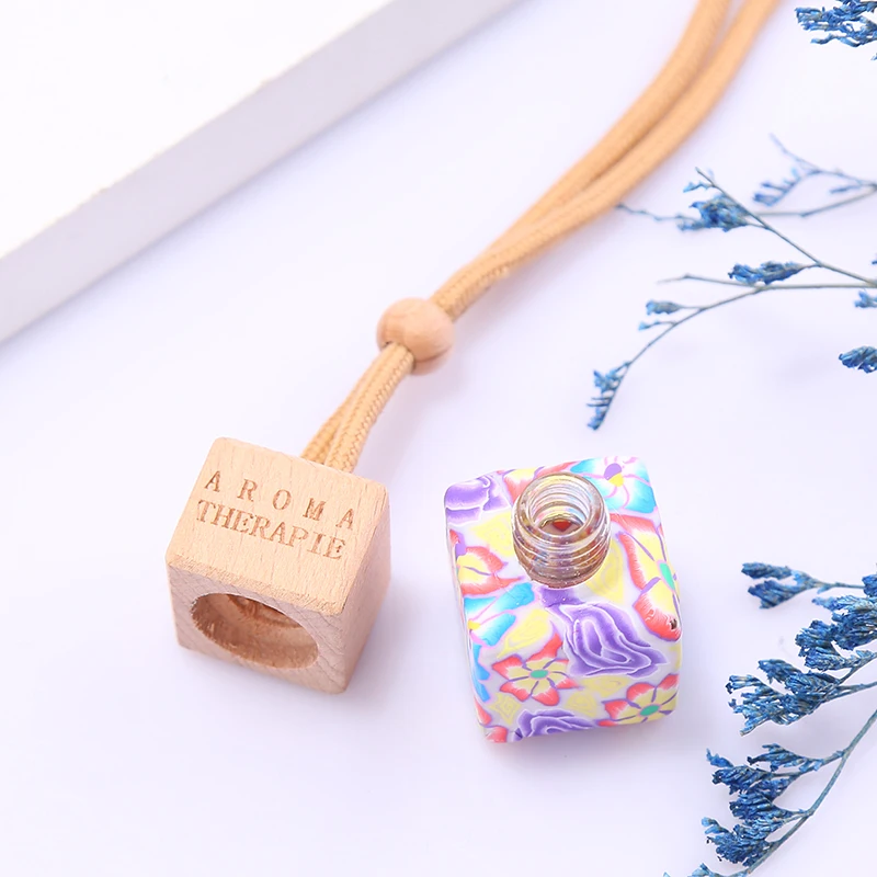 product private label empty square 8ml car perfume bottle clear glass hanging freshener mini diffuser bottles-12
