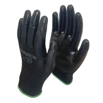 Hot sale factory Polyester direct polyester black labor protectin gloves safety gloves construction woking gloves