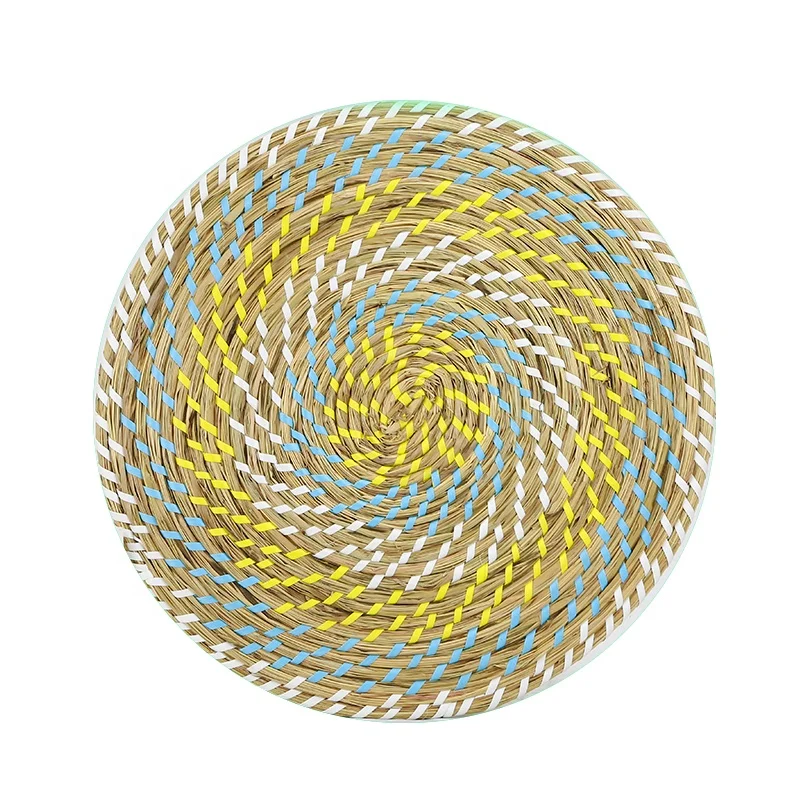 HUAYI Hand woven natural round straw placemat for home or restaurant