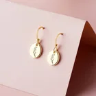 Earrings Hot New Birth Flower Pendant Dangle Coin Women Custom Jewelry Earrings Stainless Steel Jewelry