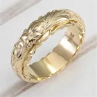 Gold Ring Long Rui Wish New 14k Yellow Gold Plated Suspension Carved Rose Flower Ring Women