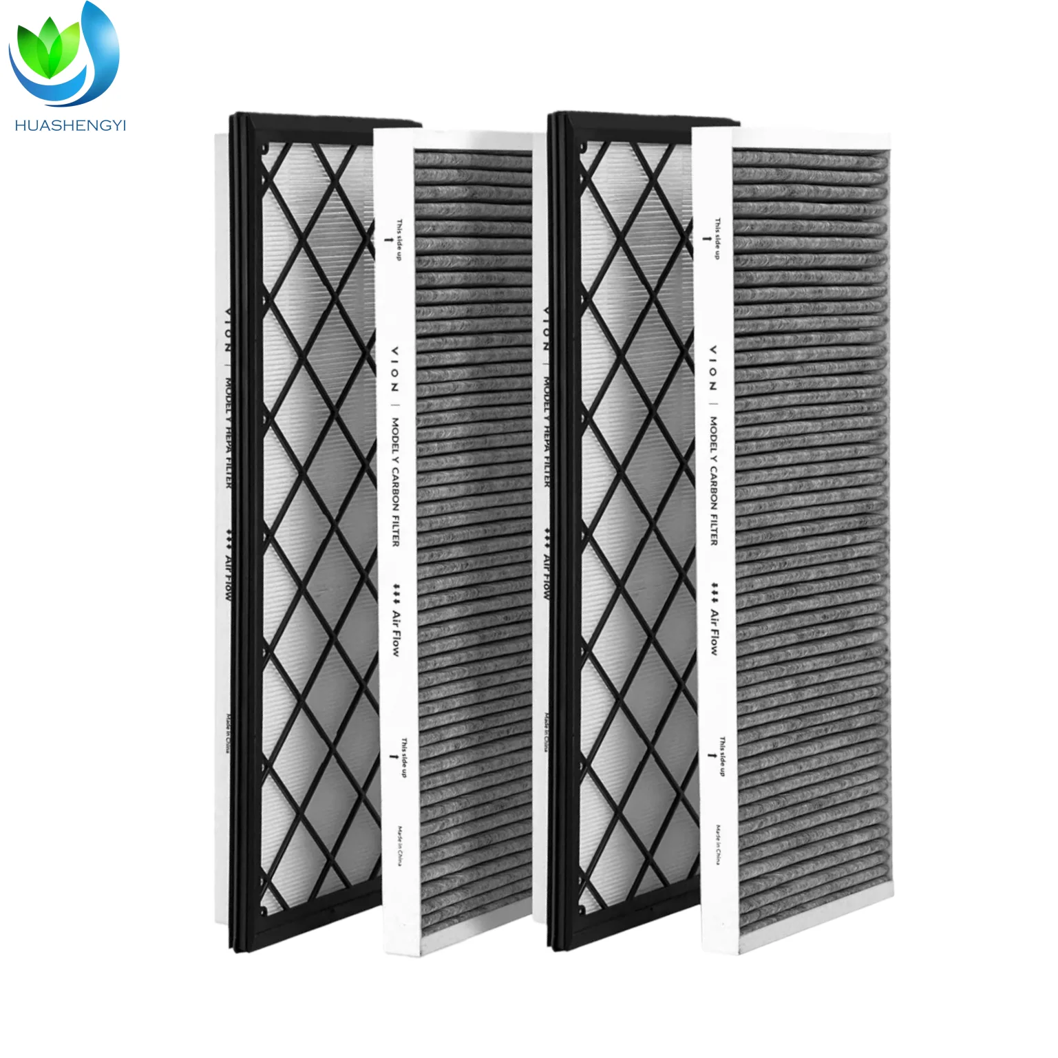 High Quality Hepa Activated Carbon Filter Trunk HEPA & Cabin Air Filters Kit HEPA Carbon Filters 4 Packs VION Model Y Front details