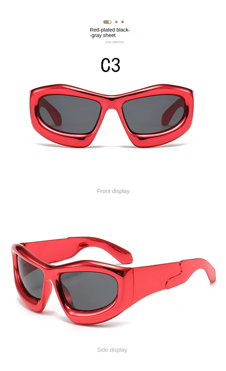 Steampunk Y2k Oval Wrap Around Sunglasses 2023 Men Women Shades Retro