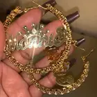Hop Hoop Earrings With Hip Hop Sexy Women Gold Plated Personalized Zircon Hoop Name Earrings With Crown