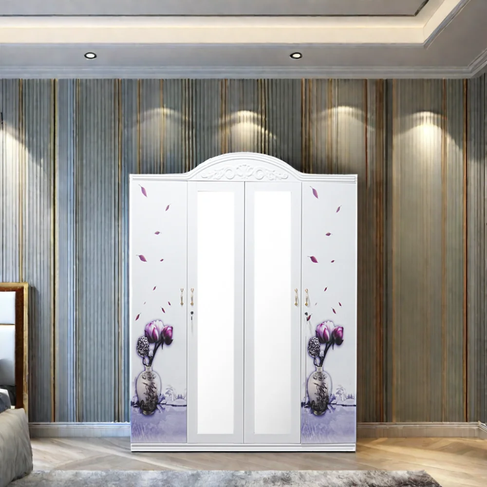 Modern 4-Door Metal Wardrobe Kids Bedroom Home Furniture Factory Wholesale Lemari Pakaian Besi Armadio Garde-robe Metallique