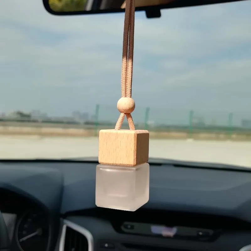 product private label empty square 8ml car perfume bottle clear glass hanging freshener mini diffuser bottles-7