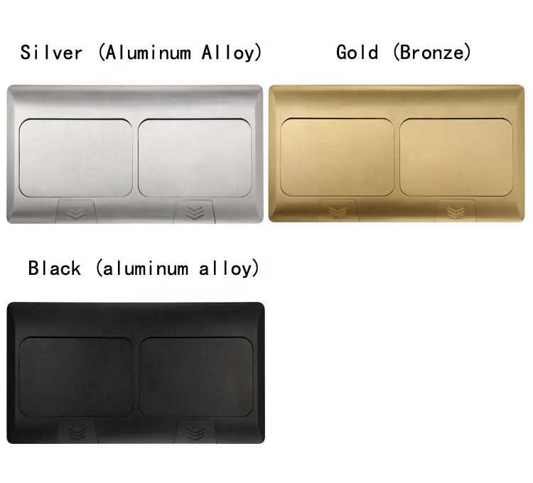 High quality gold copper power socket hidden two two holes and two European standard socket pop-up type ground socket