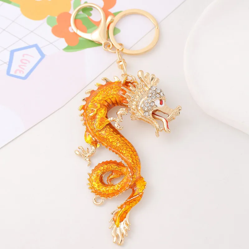Chinese Dragon And Zodiac Shape Diamond Painting Key Ring Chain Gift