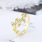 Diamond Ring Korea Elegant Opening With Diamond Leaf Ring For Woman