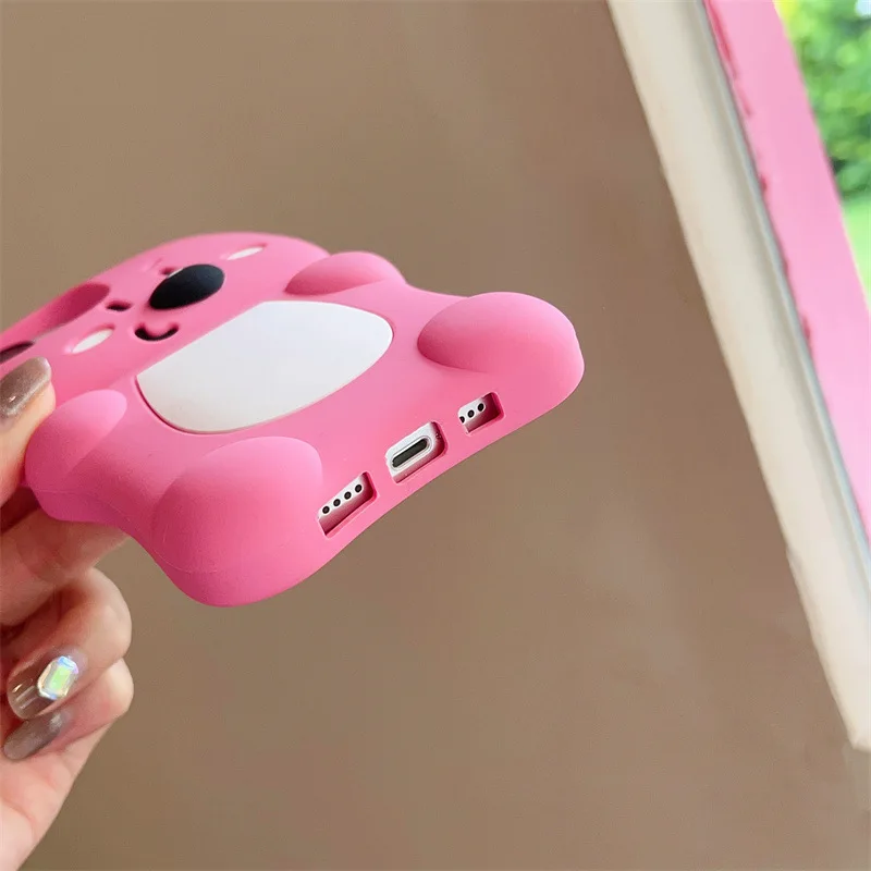 Cartoon Back Cover Pink Bear Silicone Cute Mobile Phone Case for Apple iPhone 15 14 13 12 pro max 11