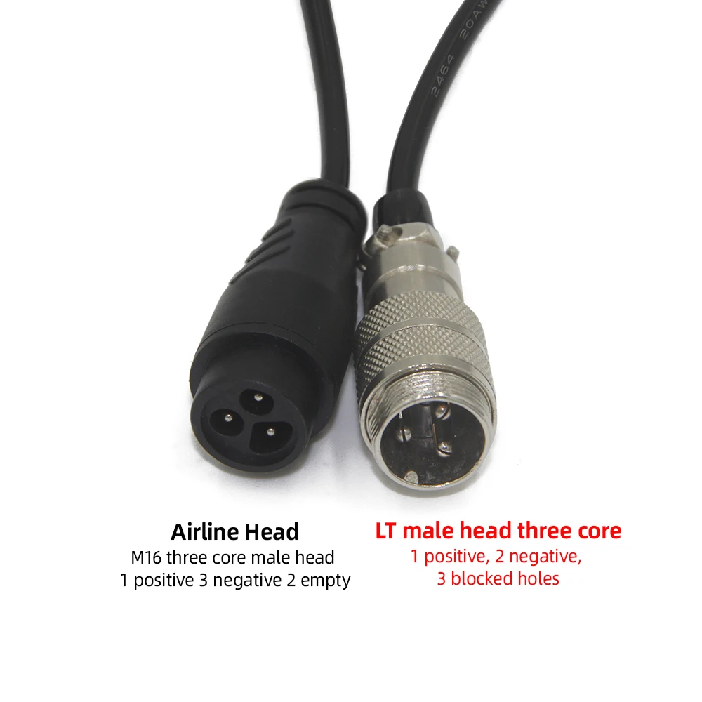 3 Pin 13.6inch Waterproof Male Female Connector Cable scooter E-bike Battery Charge Waterproof Connector Wire