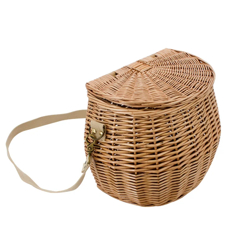 high-quality wicker hamper basket,round bucket rattan picnic