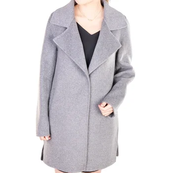 High end gray trendy double face wool winter coat plus size ladies casual female coats