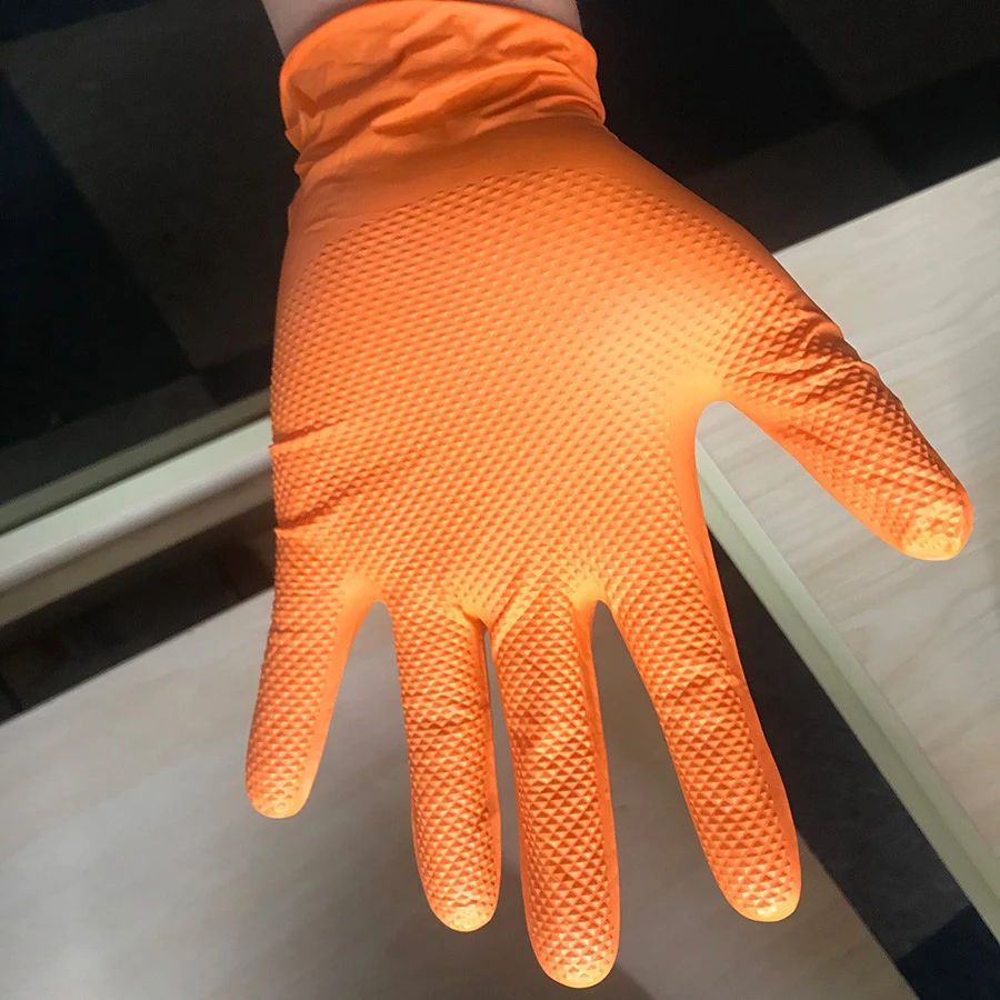 Orange black 6mil automobile industrial shop nitrile blending vinyl garage nonmedical car repair use gloves