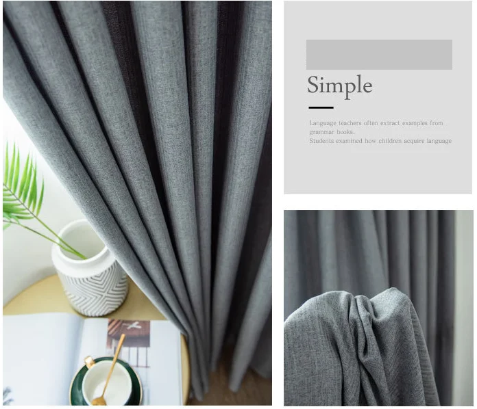 Northern Europe simple solid color curtain fabric blackout and sun-resistant for living room custom