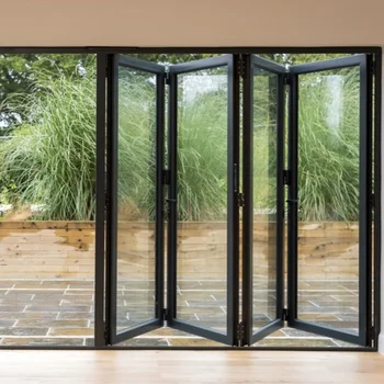 ALUFRONT Aluminum Bifold Patio Door System Tempered Glass Folding Door for Villa Balcony and Garden