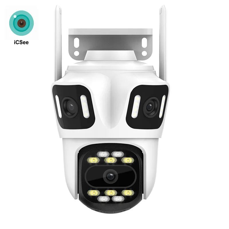 Outdoor Wifi Camera Wi-fi Three Lens Three Screen Security PTZ Camera Auto Tracking Video ICsee Three Lens Wireless cctv Camera