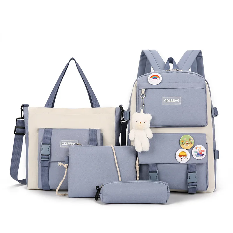 Customizable 4 PCS Set Primary Student Girls Backpack Girls Handbags Shoulders Bag School Backpack Set for Teenager