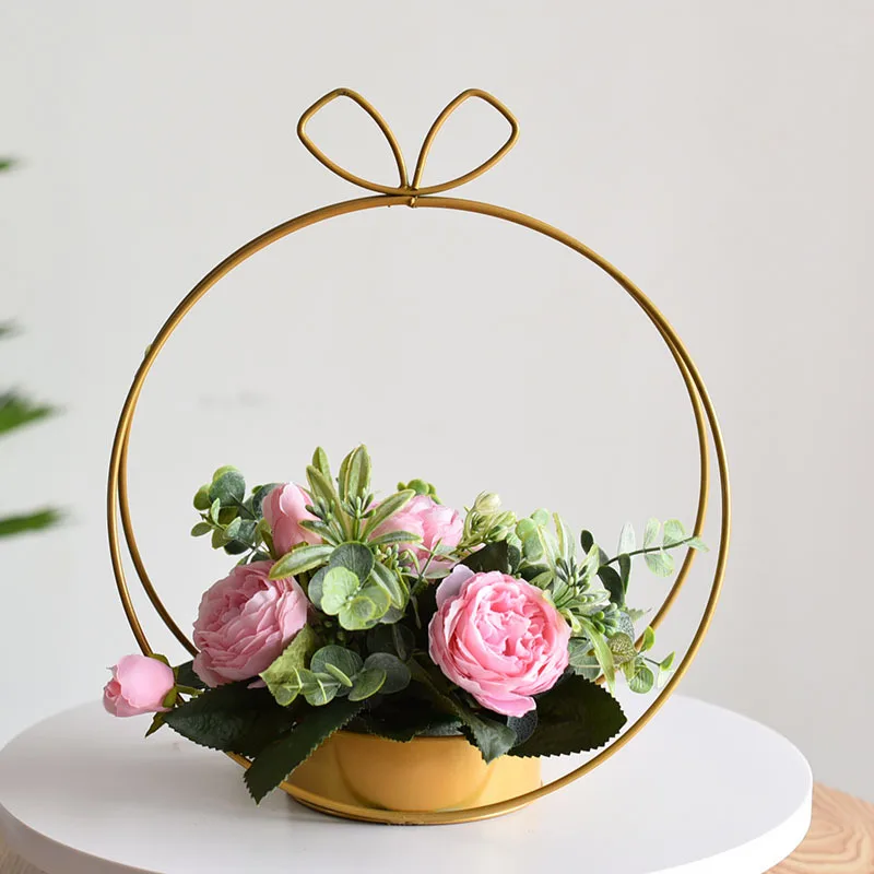 Small Heart Shape Flower Stand Metal Gold Party Wedding Decoration Table Centerpiece