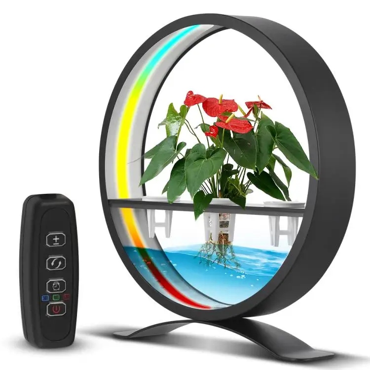 Water Feature Indoor with Light Controller LED Ring Lights Tabletop Ornament 3/9/12H Timer 3 Light Modes 10-Level Brightness Adj