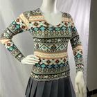 Round Tops Round Neck Print Versatile Onesie Autumn Custom New Long Sleeve Tops Summer Tops Ladies