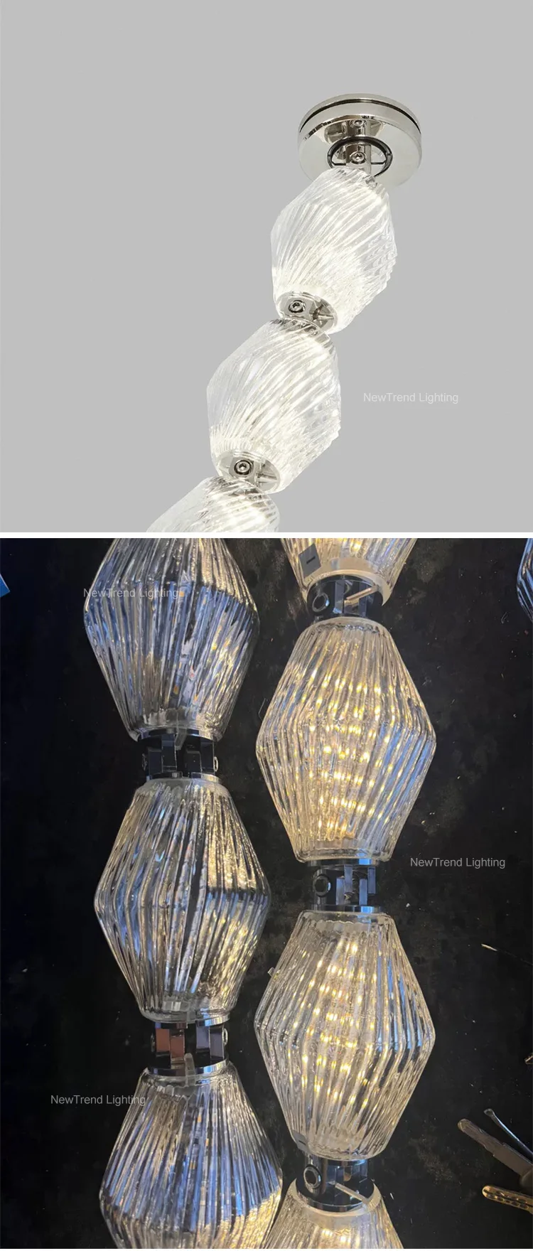 CPL-387 Luxury Indoor Decoration Villa Hall Hotel Lobby Staircase LED Glass Chandelier Pendant Light factory