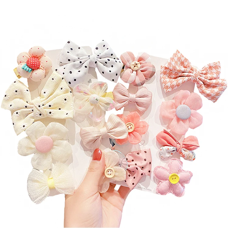New Korean version 8pcs set Children's hairpin  baby princess ribbon  bow hair clips hair accessories set